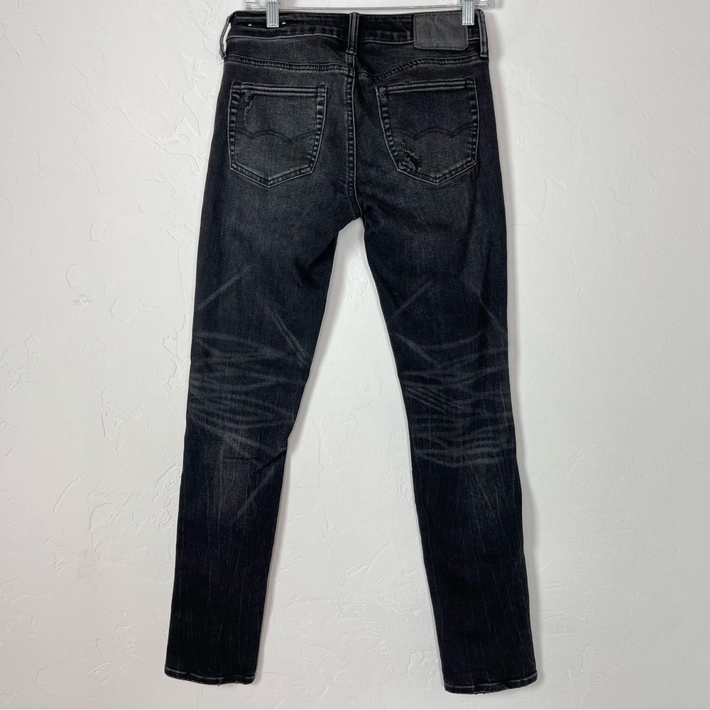 American Eagle Jeans‎ Skinny Black Dark Wash Distressed Ripped Frayed Cotton - Picture 2 of 9